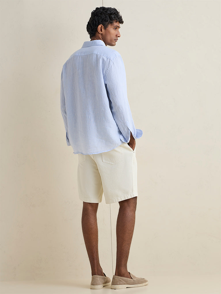 Ascot Off-White Relaxed-Fit Mid-Rise Cotton Shorts