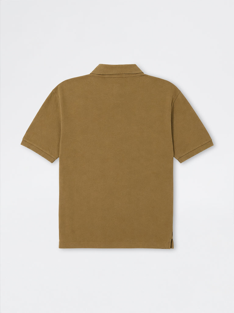 WES Casuals Mustard Relaxed-Fit Cotton-Blend Polo T-Shirt