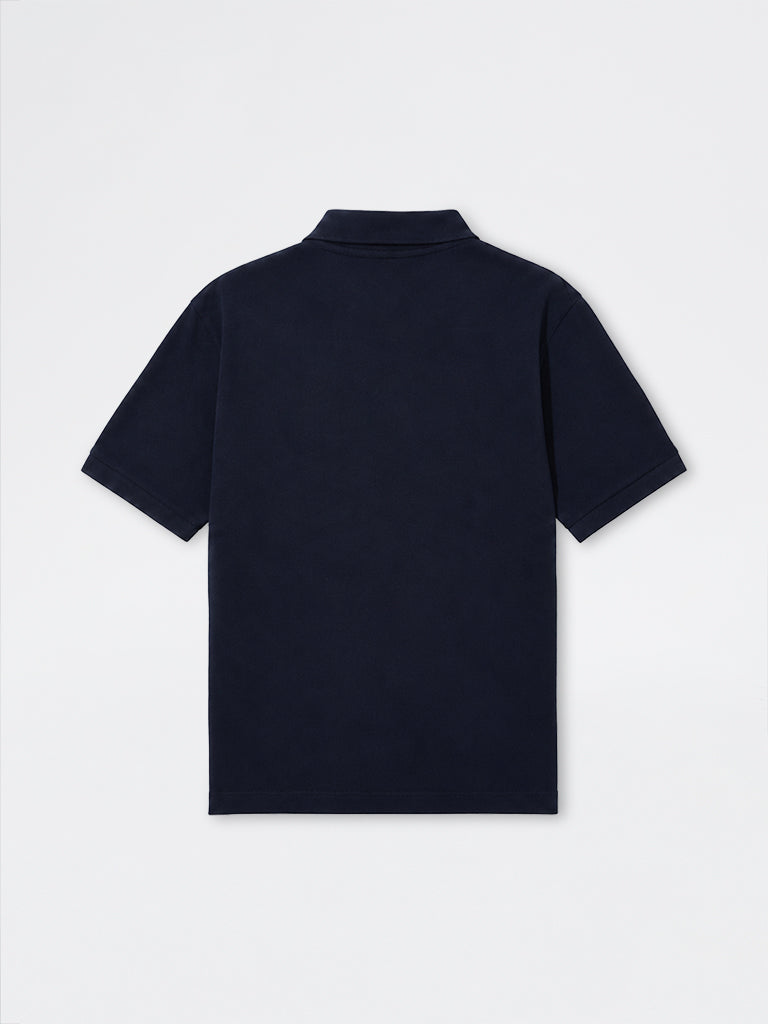 WES Casuals Navy Relaxed-Fit Cotton-Blend Polo T-Shirt