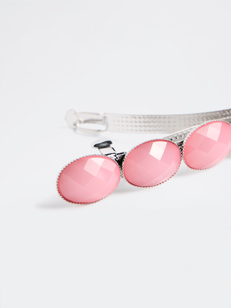Westside Accessories Pink Stone Barrette Hair Clip