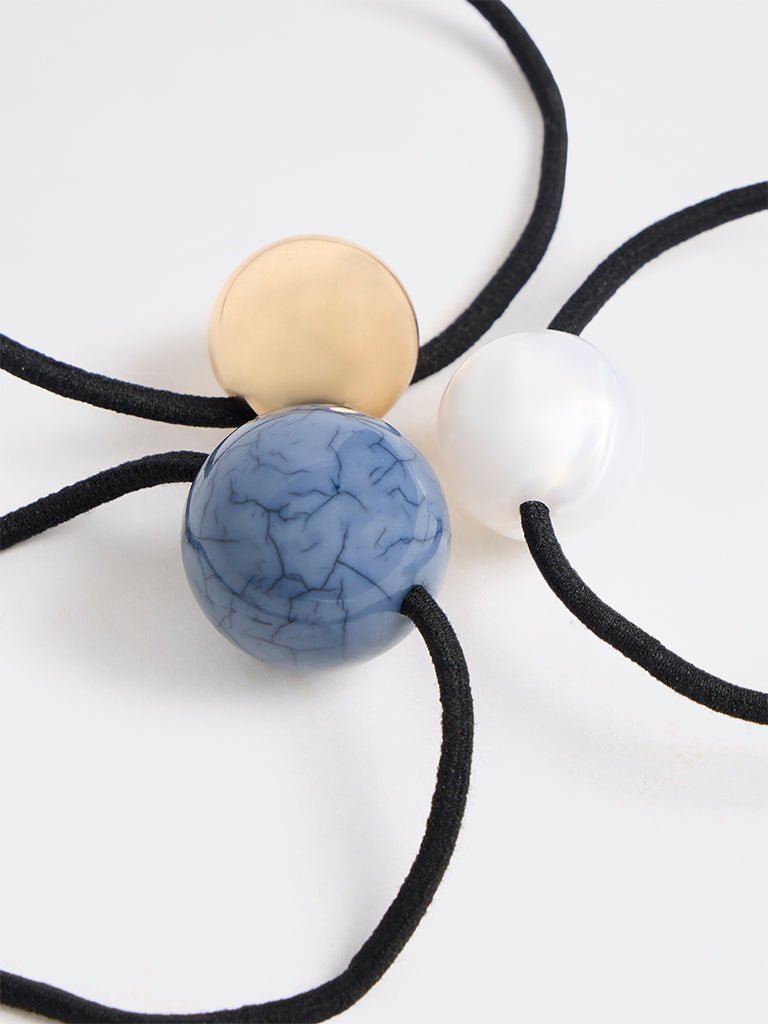 Westside Accessories Multicolour Ball Detail Scrunchies - Pack of 3