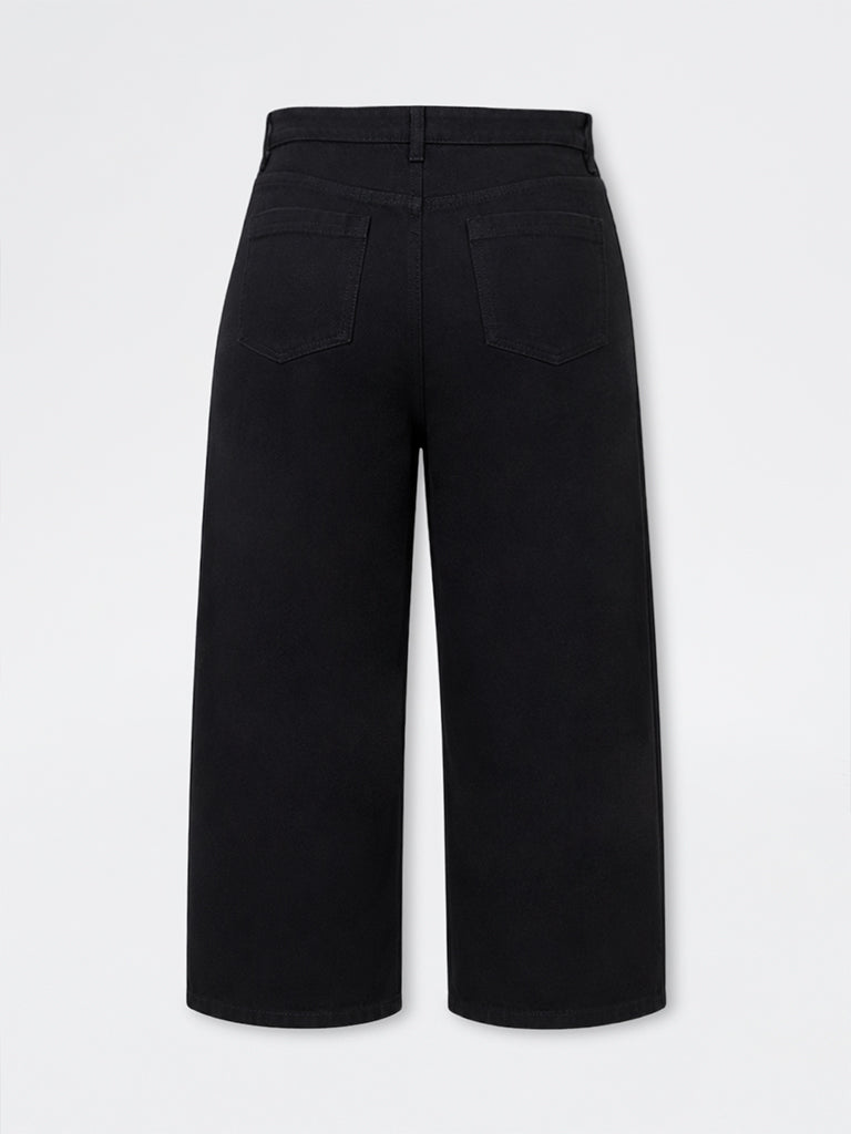 Gia Black Wide-Leg High-Rise Jeans