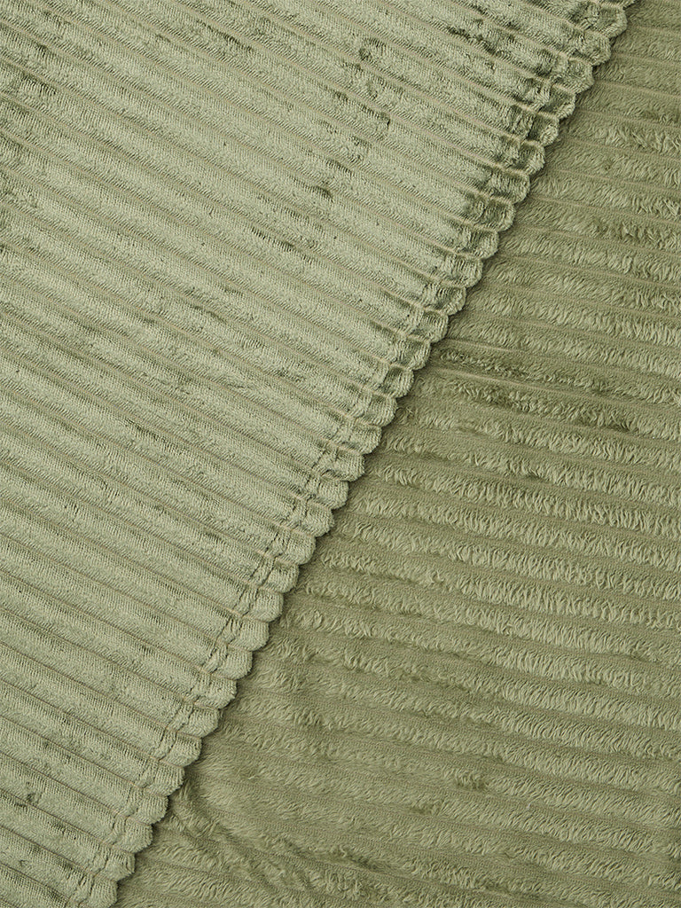 Westside Home Sage Fleece Ribbed Queen Bed AC Blanket