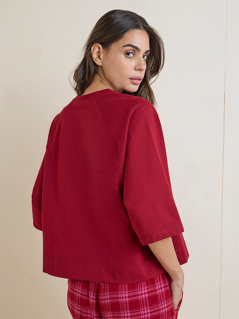 Wunderlove Red Solid Cotton Top