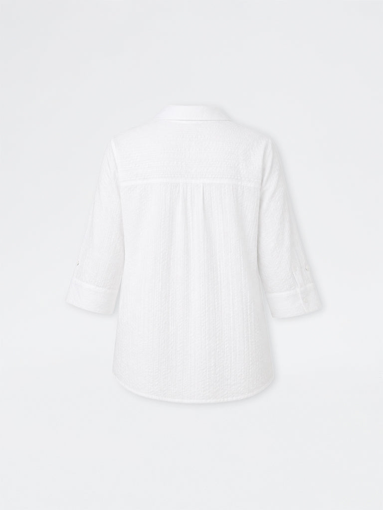 Gia White Sequin Embellished Cotton Shirt