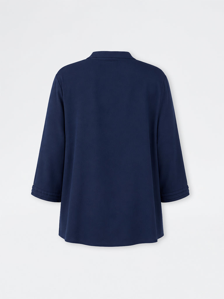 Gia Navy Solid Blouse
