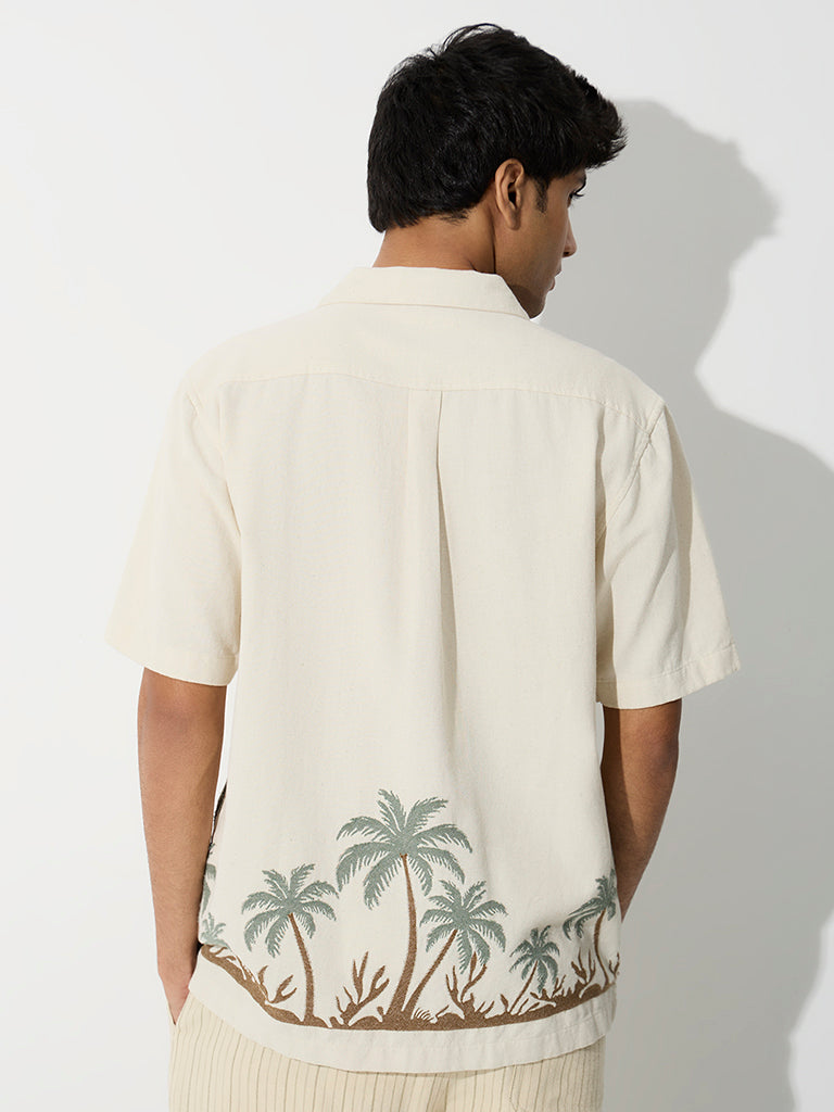 ETA Off-White Tropical Embroidered Relaxed-Fit Cotton Shirt