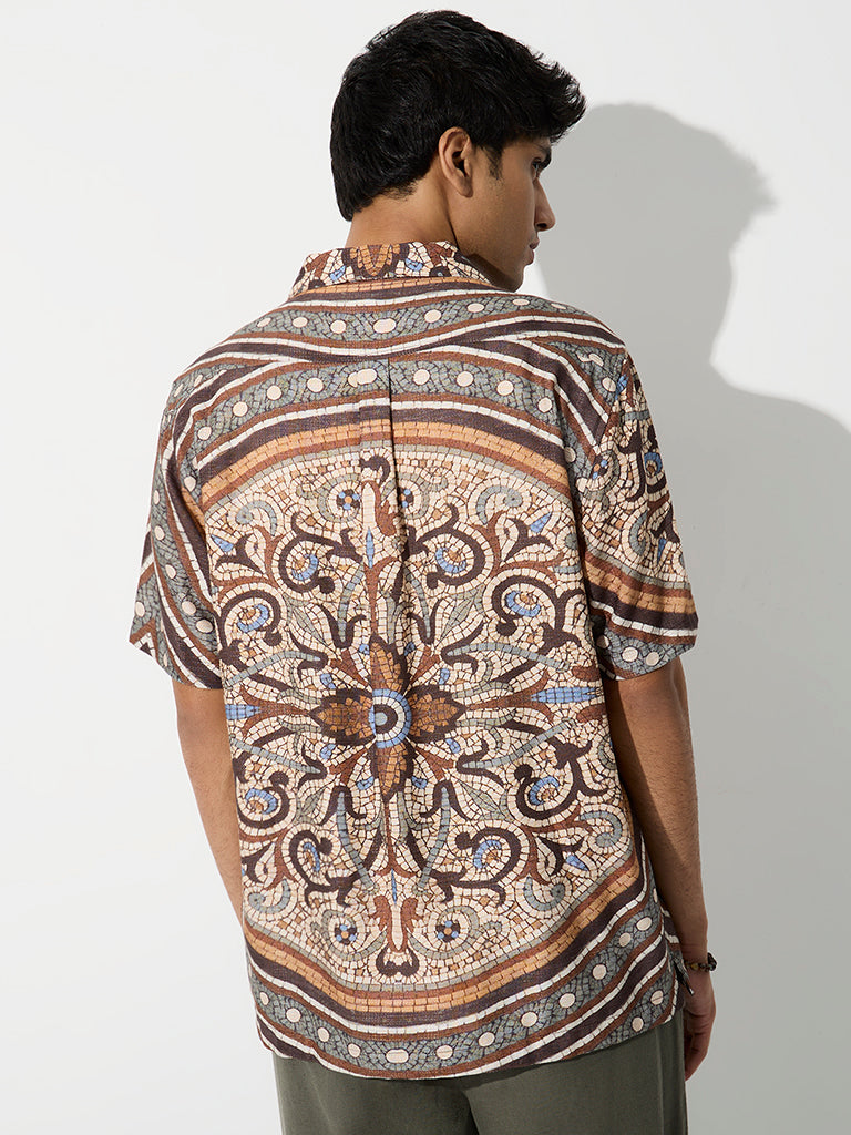 ETA Multicolour Mosaic Printed Relaxed-Fit Cotton-Blend Shirt