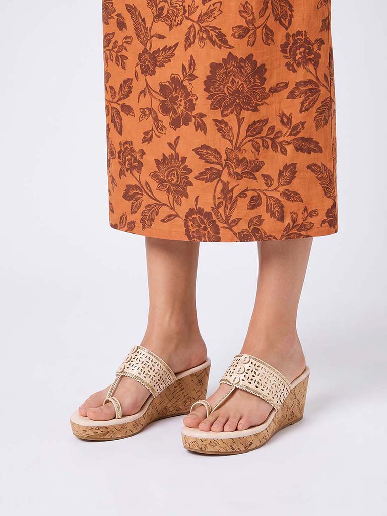 LUNA BLU Ivory Wedge Heel Sandals