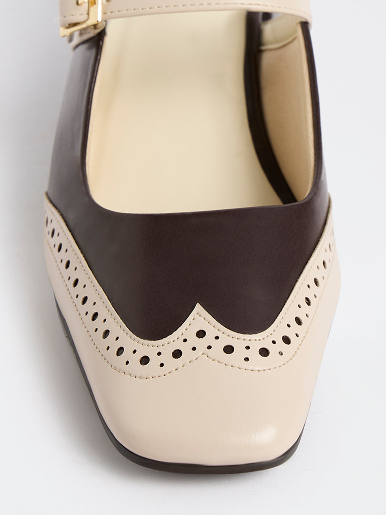 LUNA BLU Brown Colour-Blocked Mules
