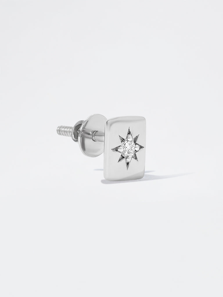 Men's Star-Set Lab Diamond Rectangle Stud Earrings