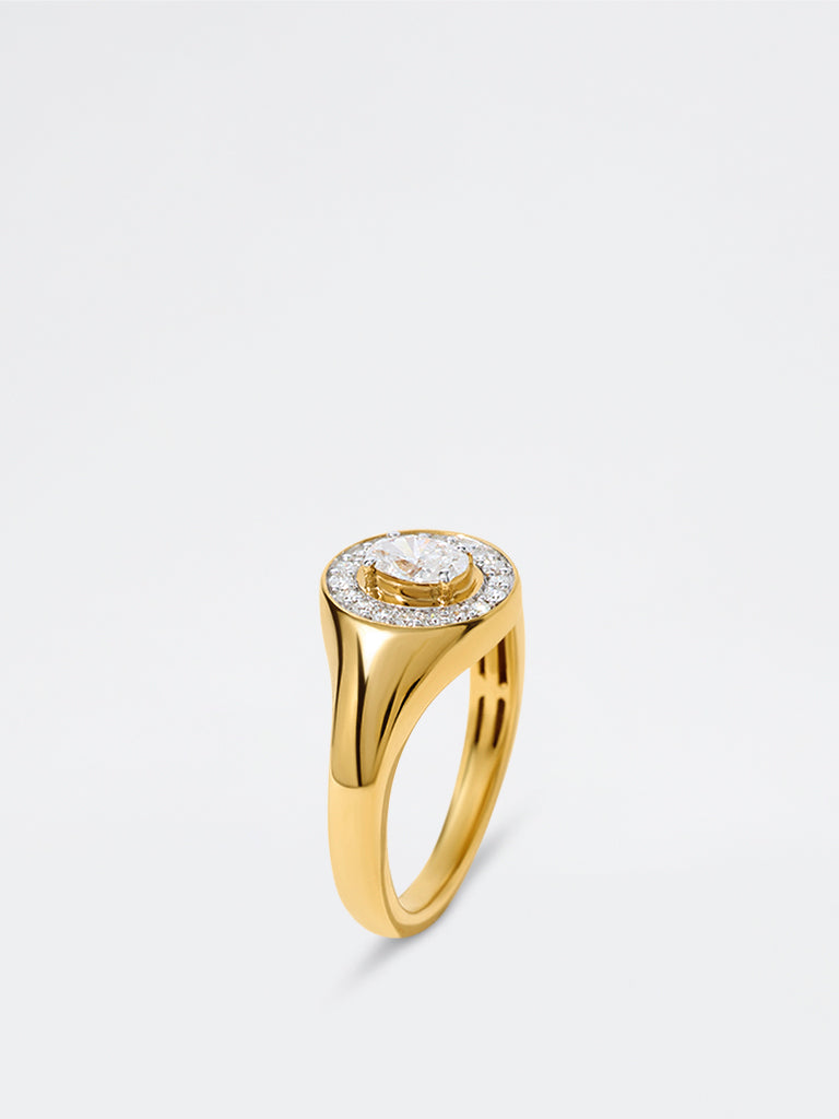 Pome Luxe Unisex Oval Halo Lab Diamond Signet Ring