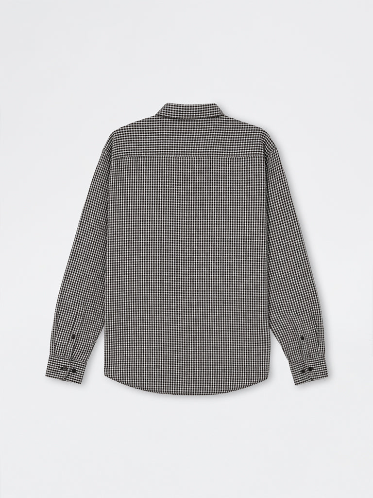 WES Casuals Dark Brown Checkered Relaxed-Fit Cotton-Blend Shirt