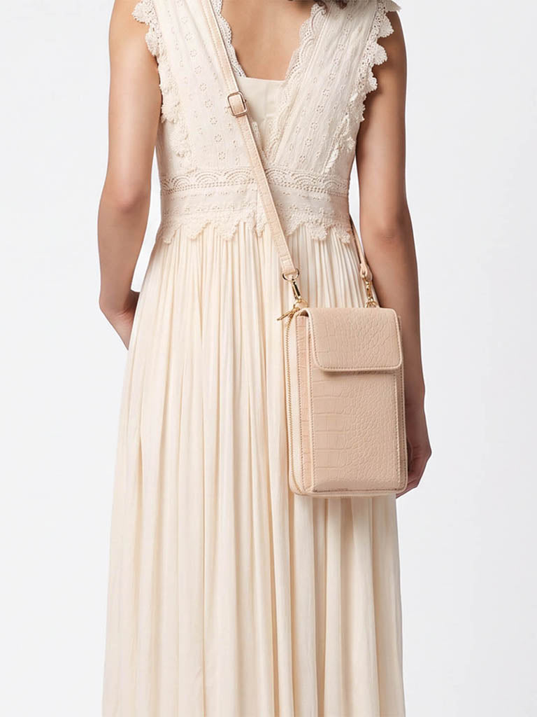 Westside Cream Textured Phone Sling Bag