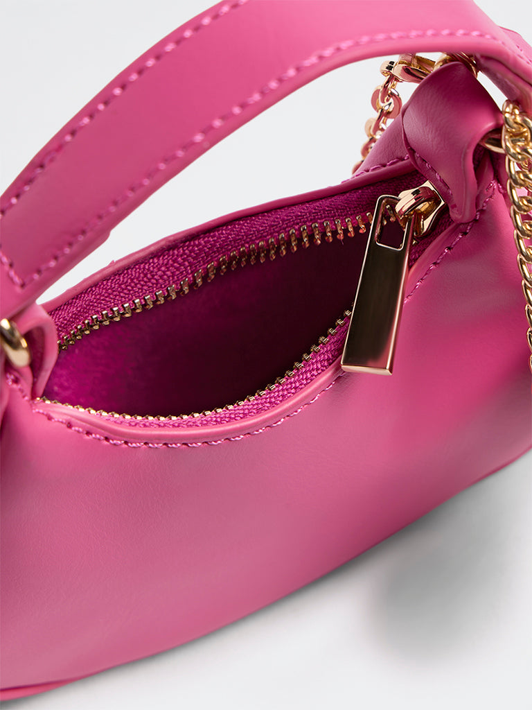 Westside Pink Charm-Detail Handbag with Sling Handle