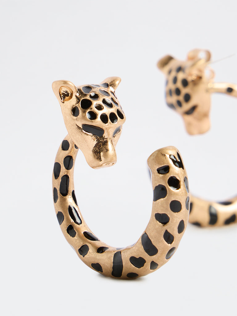 Westside Accessories Gold Animal Patterned Hoop Earrings