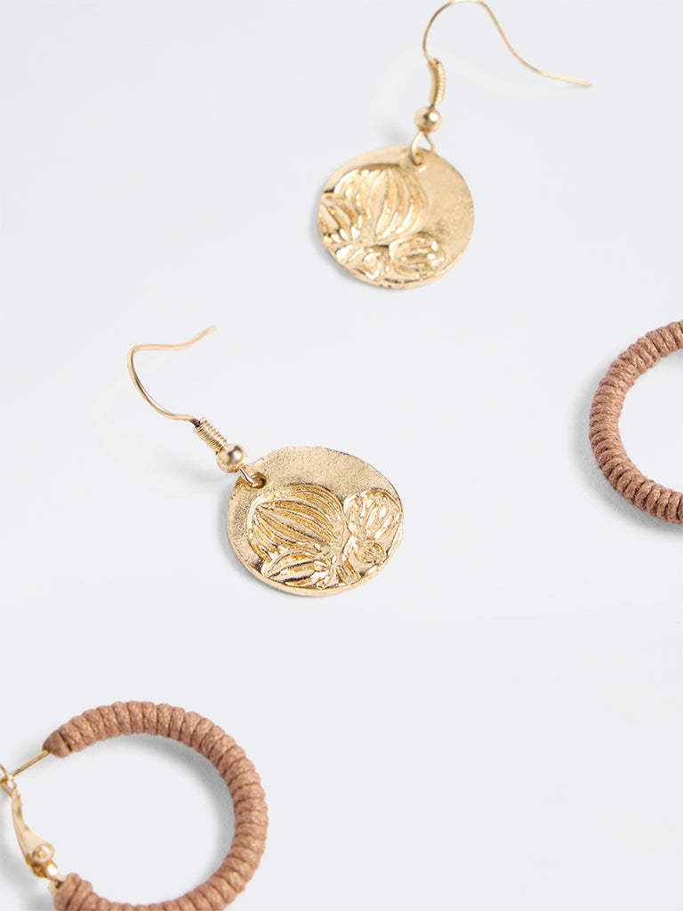 Westside Accessories Brown and Gold Earrings - Pack of 2