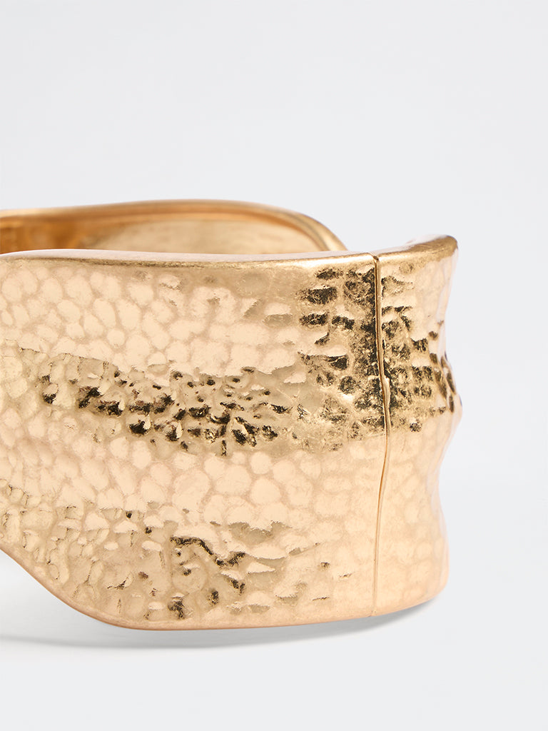 Westside Accessories Gold Textured Statement Cuff Bracelet