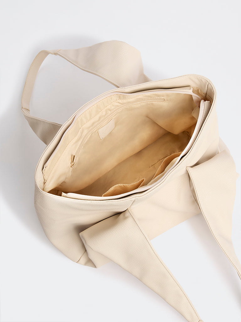 Westside Off-White Textured Hobo Bag