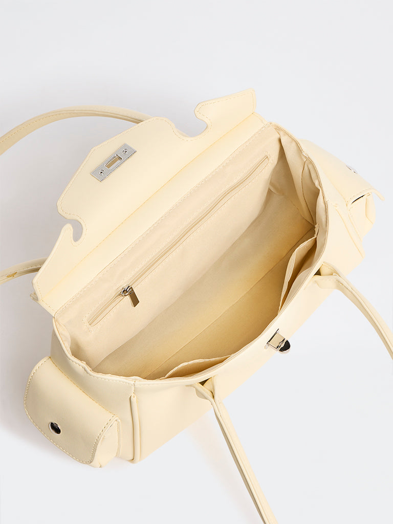 Westside Cream Hardware-Detail Shoulder Bag