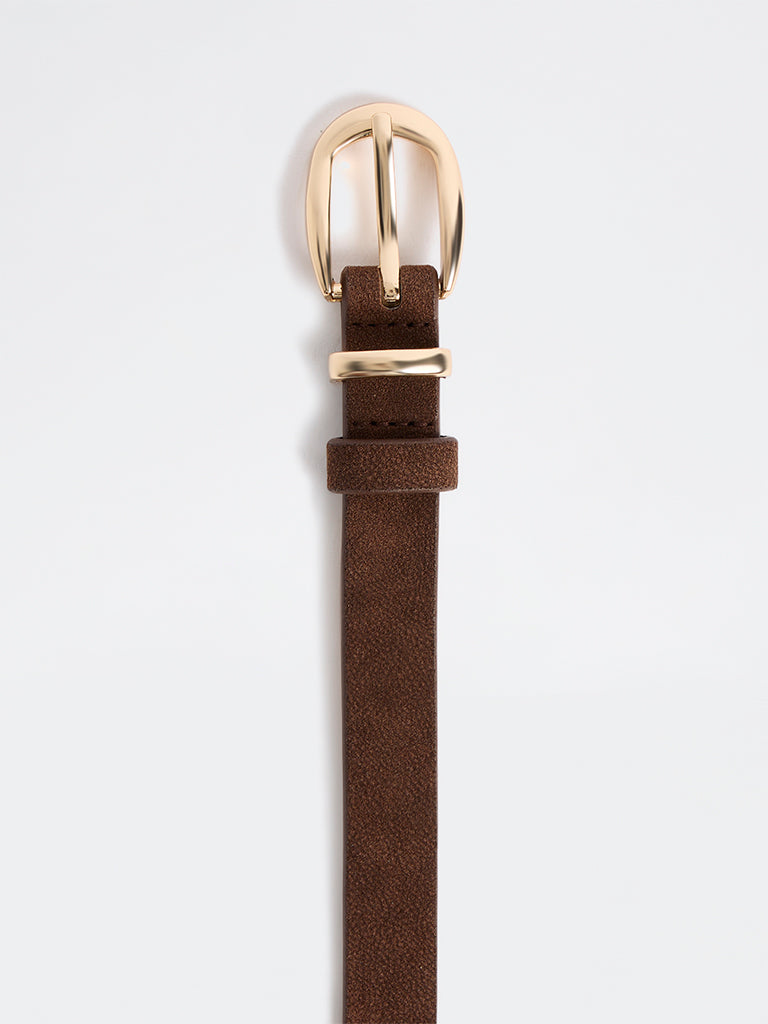 Westside Accessories Brown U-Buckle Suede Belt