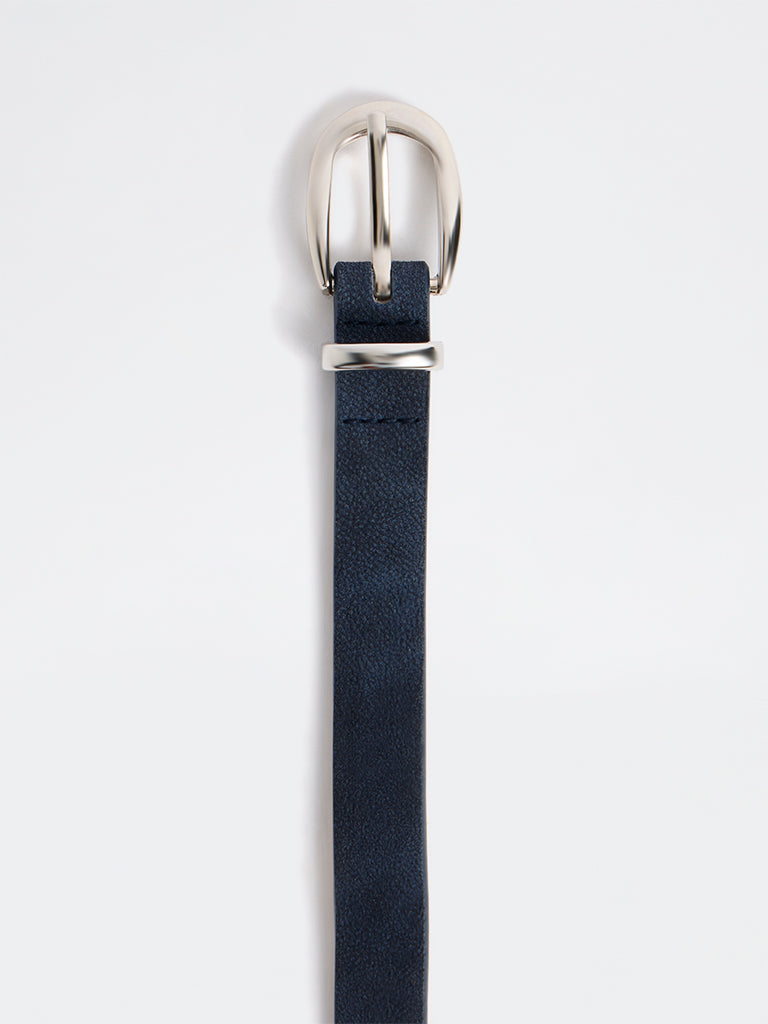 Westside Accessories Navy U-Buckle Suede Belt