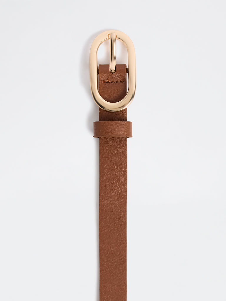 Westside Accessories Brown Oval Buckle Belt