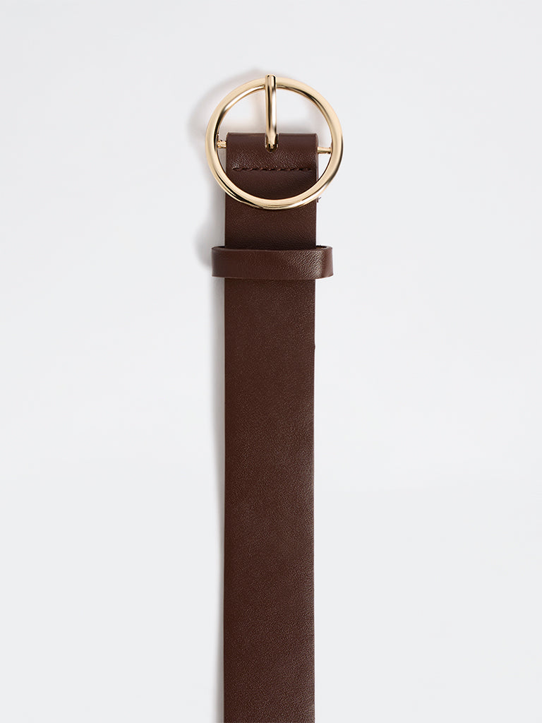 Westside Accessories Brown Circular Buckle Belt