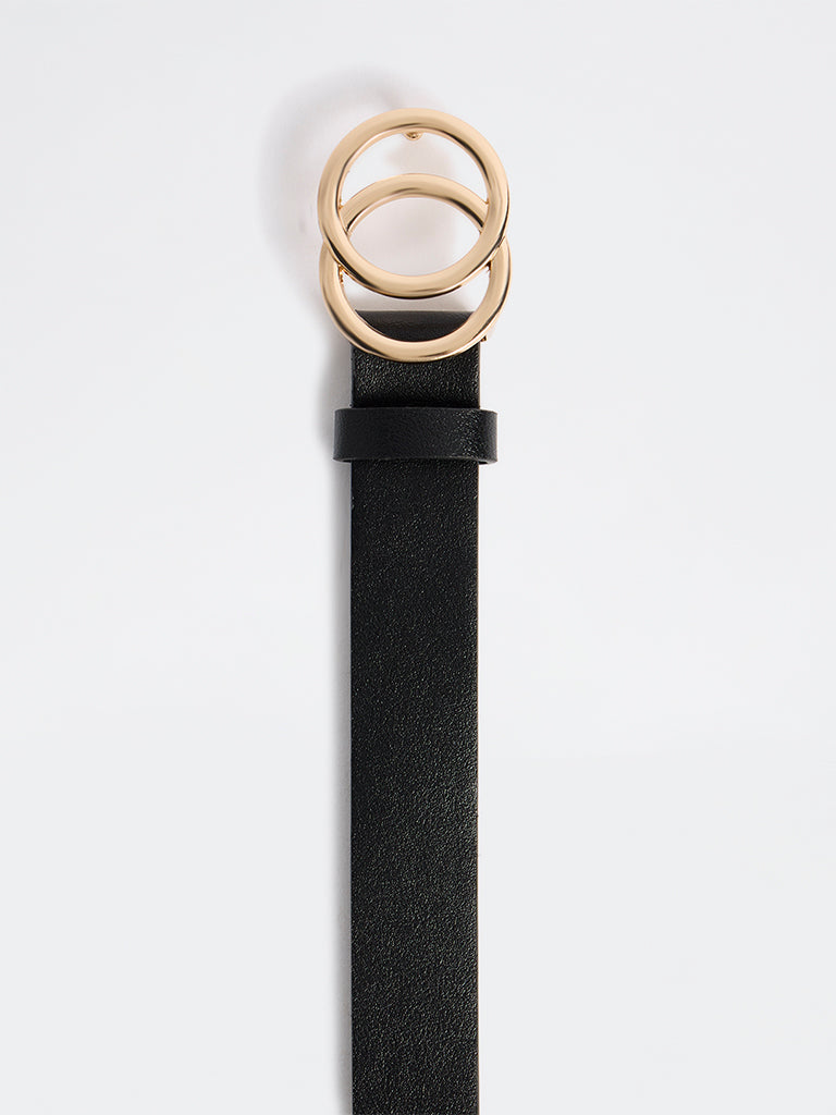 Westside Accessories Black Double-Circular Buckle Belt