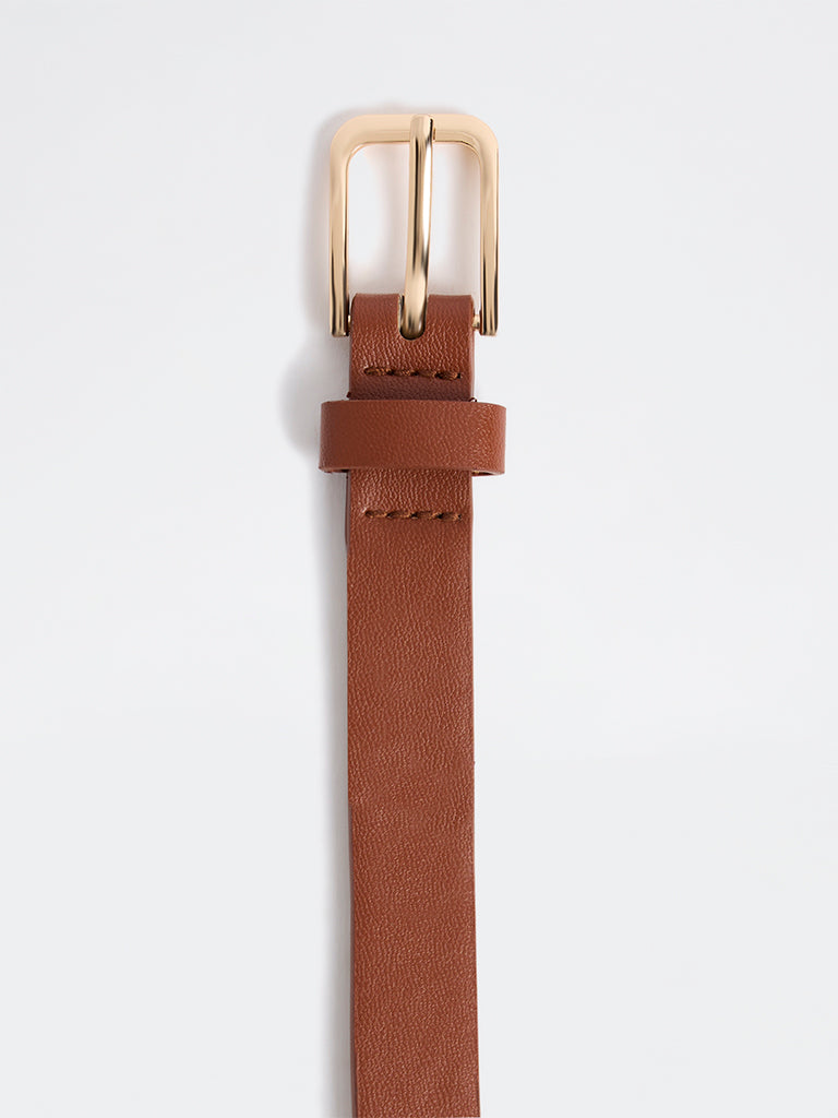 Westside Accessories Brown Rectangular Buckle Belt