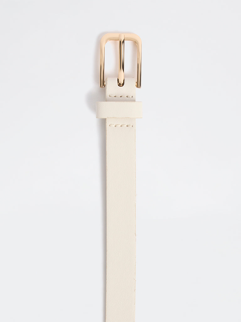 Westside Accessories Off-White Rectangular Buckle Belt