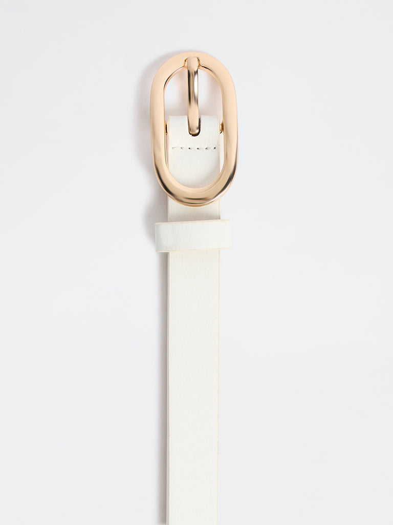Westside Accessories White Oval Buckle Belt