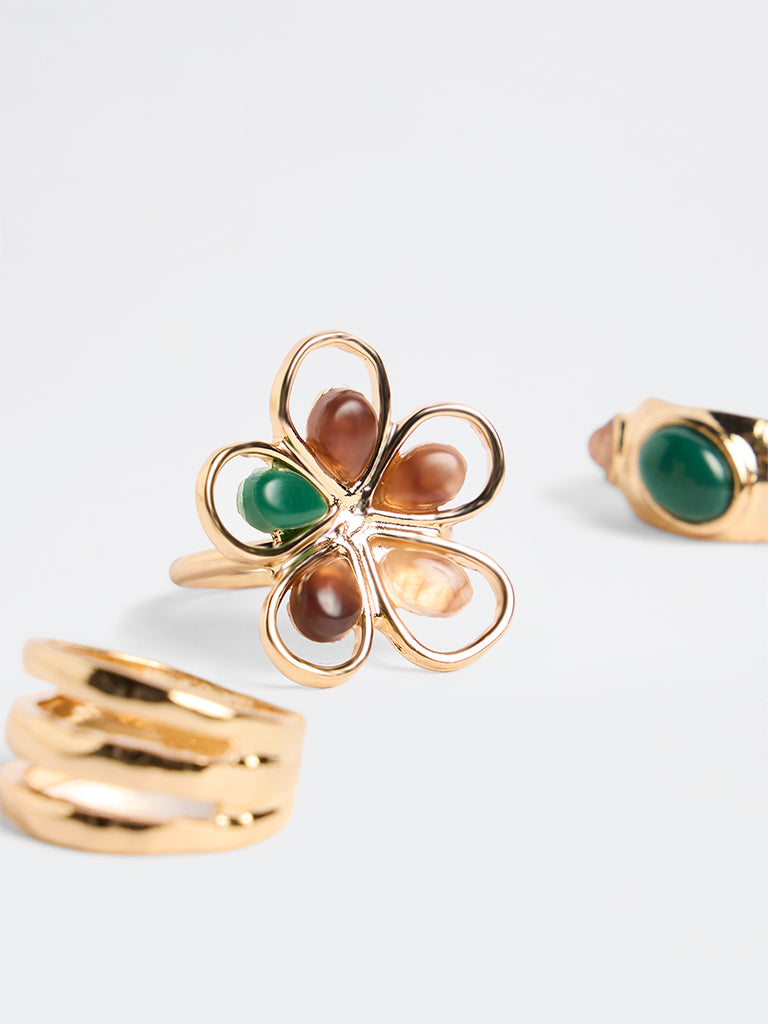 Westside Accessories Gold Multi Stack Rings - Pack of 3