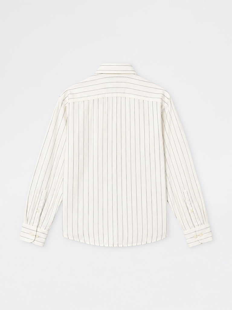 Ascot Off-White Striped Relaxed-Fit Linen Shirt