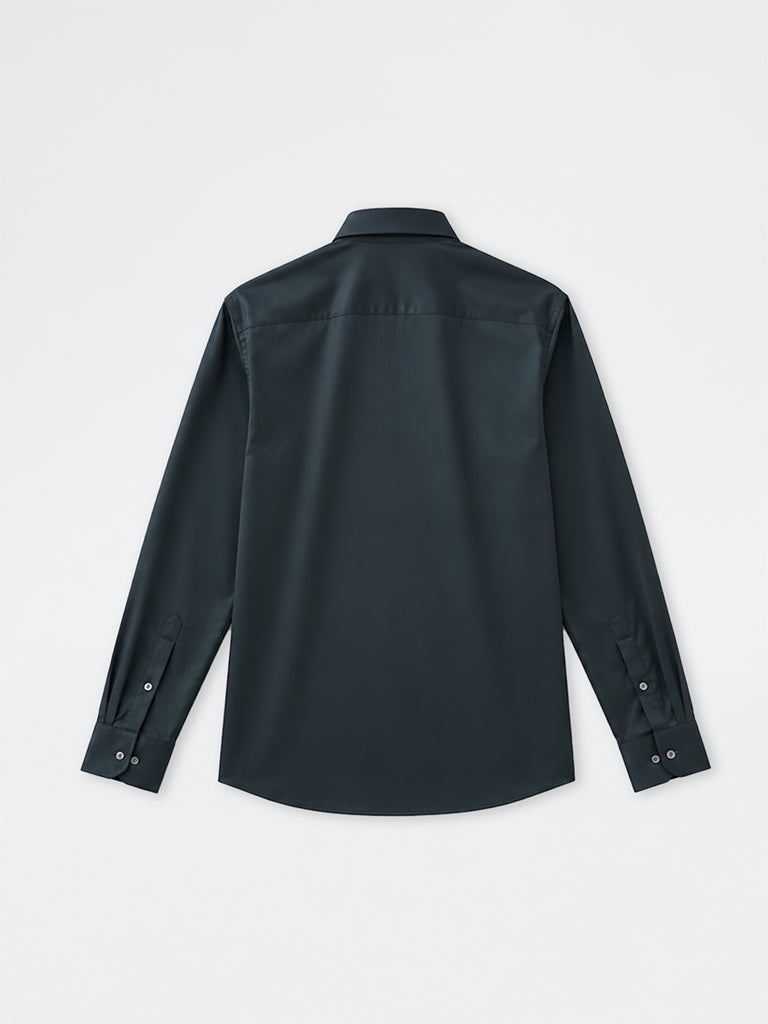 WES Formals Dark Teal Solid Slim-Fit Shirt