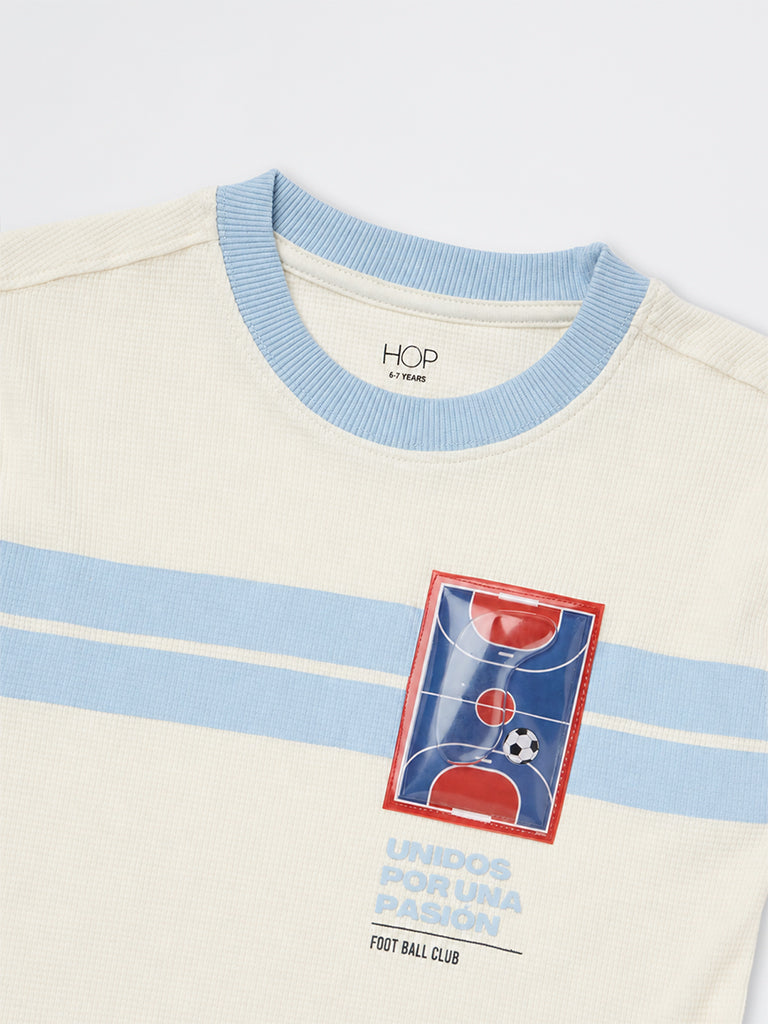 HOP Kids Boys Off-White Football Theme Cotton T-Shirt