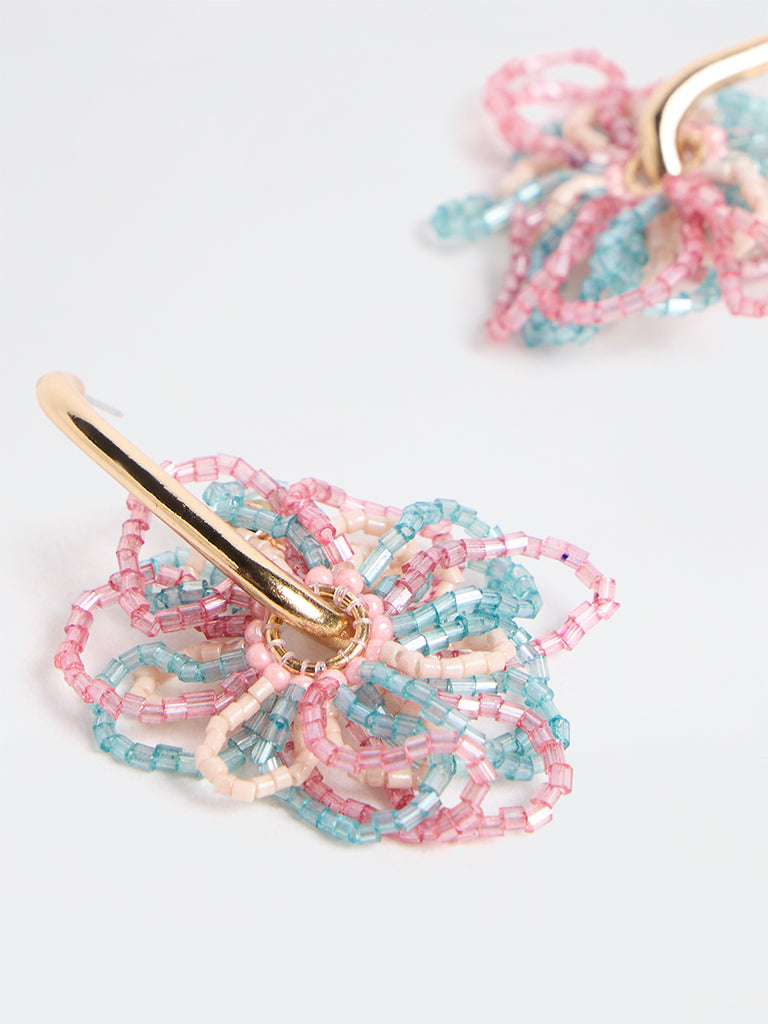 Westside Accessories Multicolour Floral Beaded Stud Earrings