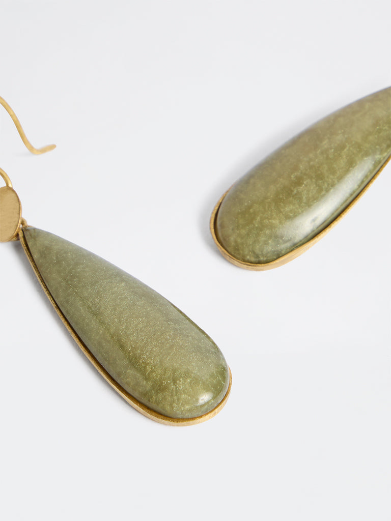 Westside Accessories Olive Teardrop Statement Earrings