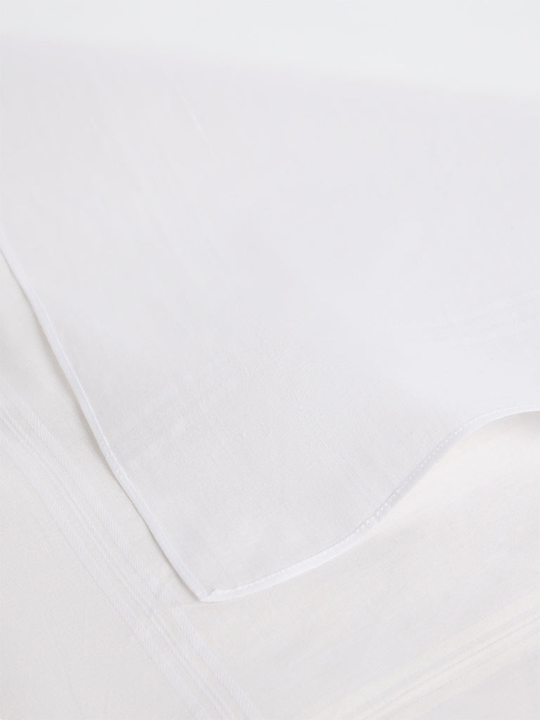 WES Lounge White Solid Cotton Handkerchiefs - Pack of 5