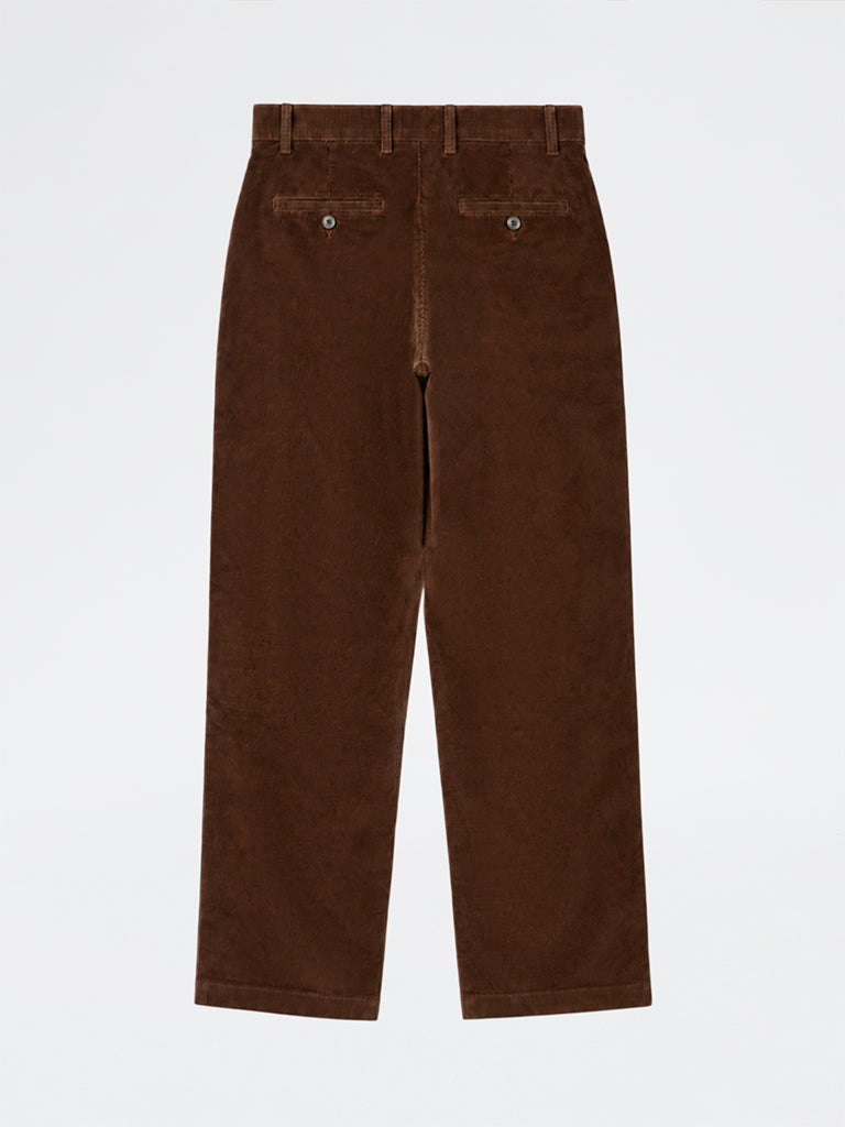 WES Casuals Tan Corduroy Relaxed-Fit Mid-Rise Cotton-Blend Chinos