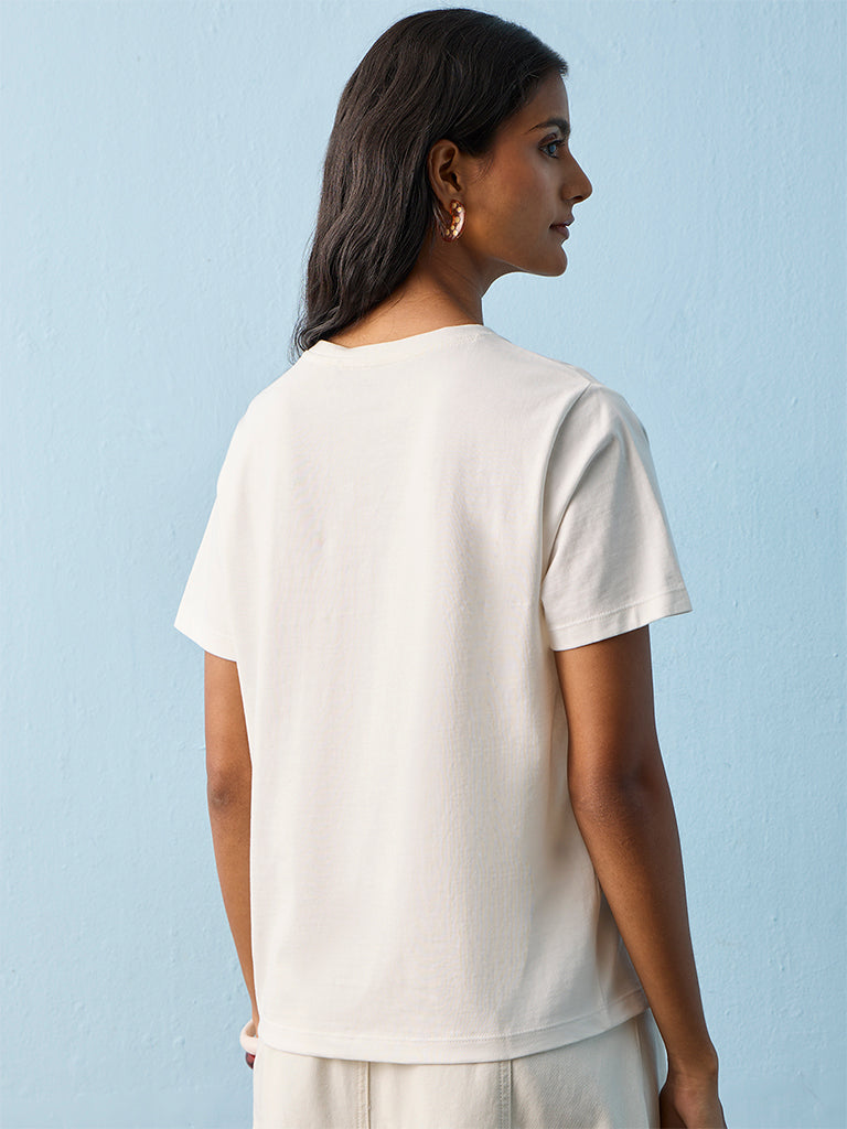 LOV White Floral Printed T-Shirt