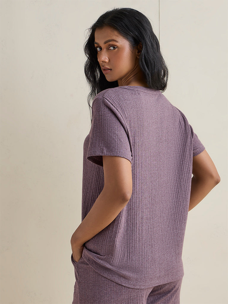 Wunderlove Dusty Mauve Ribbed Top