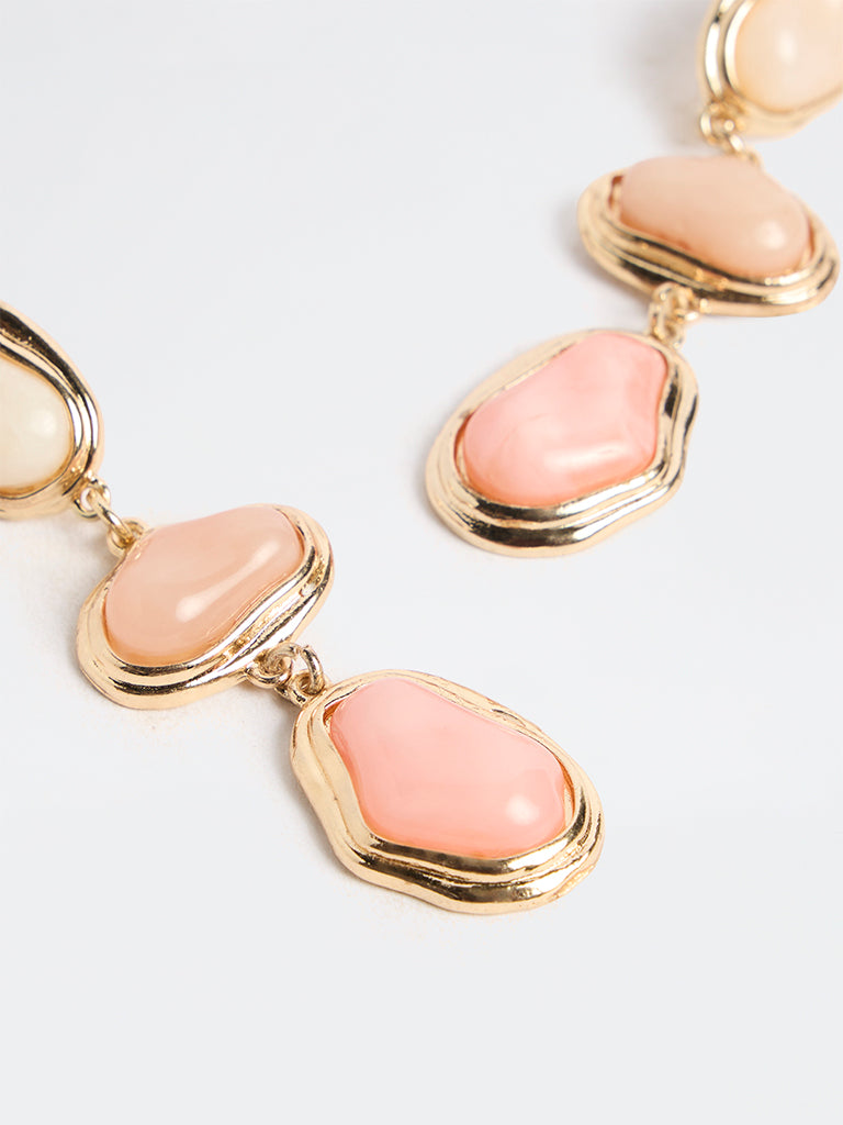 Westside Accessories Pink Stone Statement Dangler Earrings