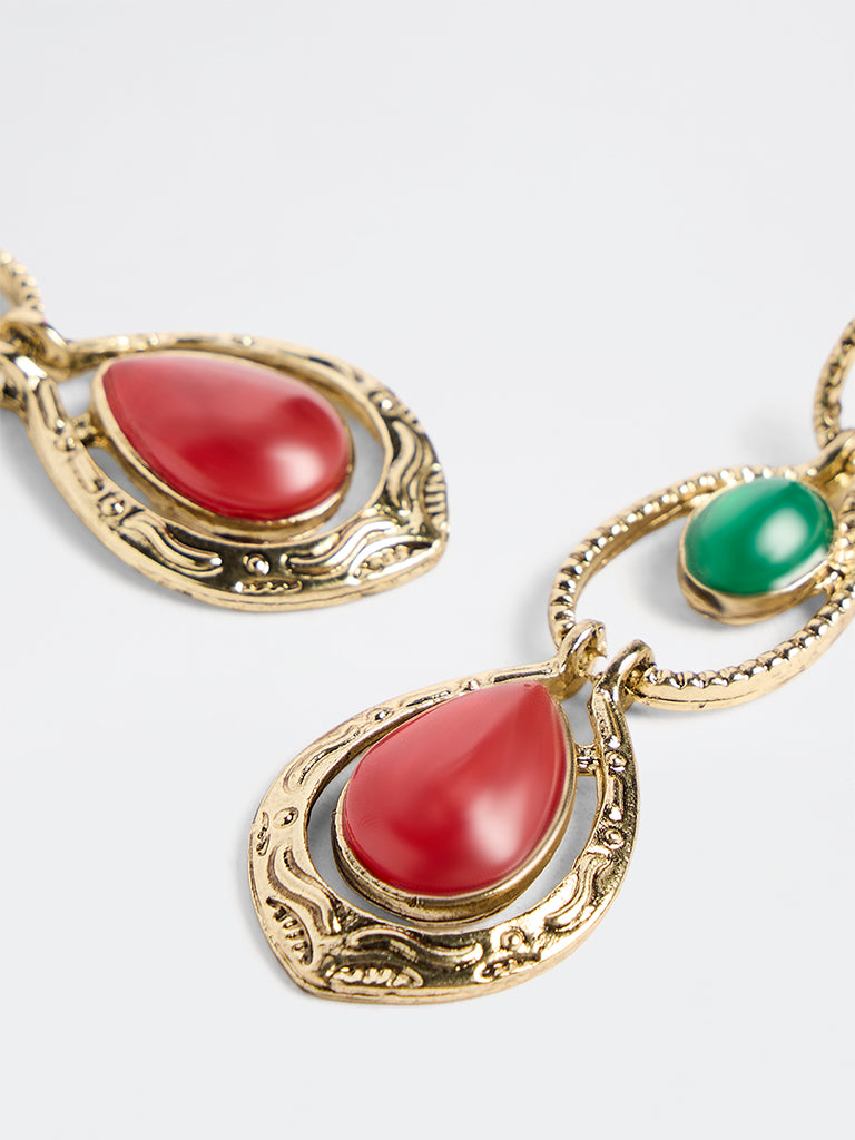 Westside Accessories Multicolour Stone Statement Dangler Earrings