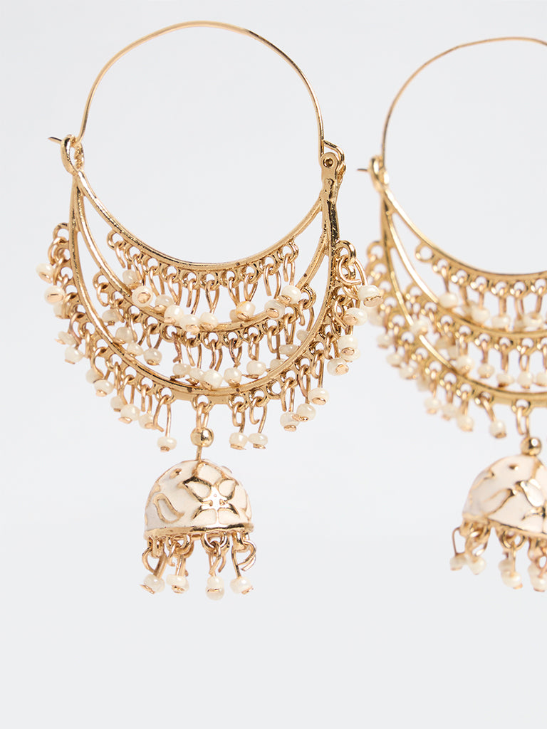 Westside Accessories Gold and White Chandbali Earrings