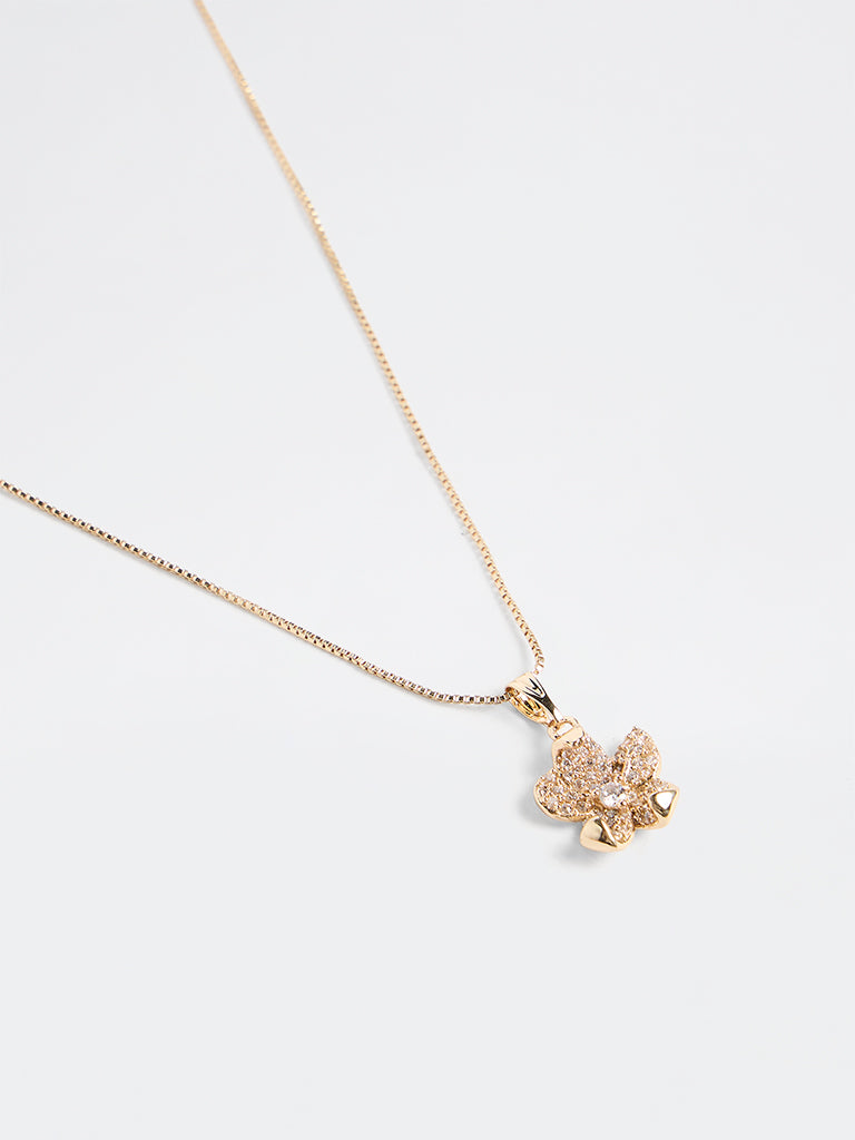 Westside Accessories Gold Floral Pendant Chain Necklace