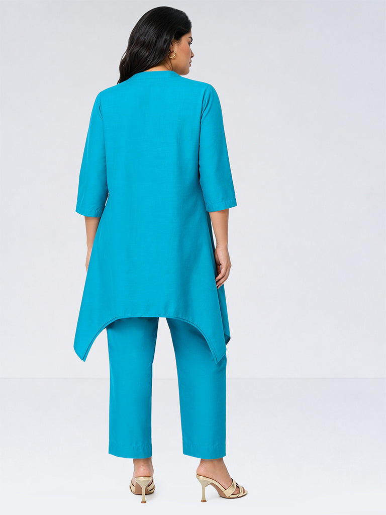 Diza Turquoise Solid Pants