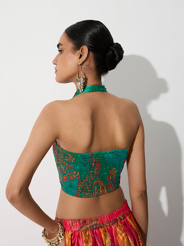 Vark Teal Floral Printed Top