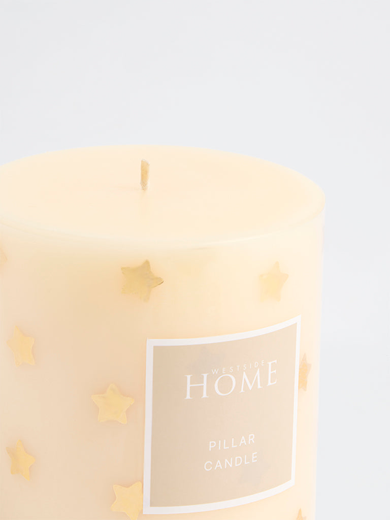 Westside Home Cream Star Foil Detail Pillar Candle