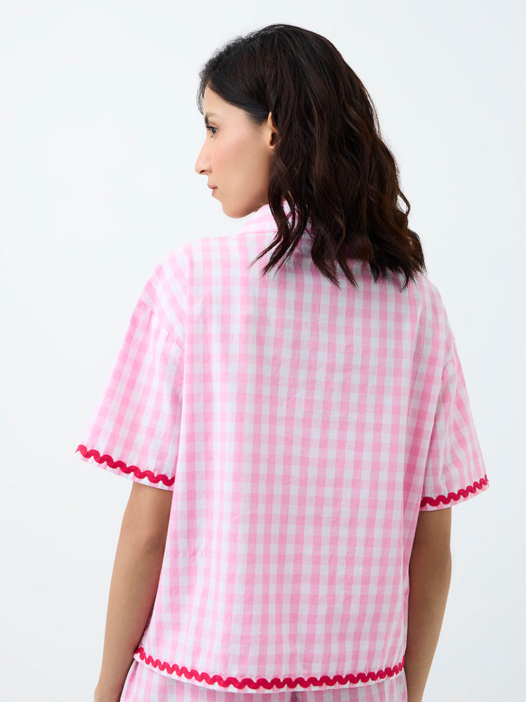 Superstar Pink Checkered Cotton Shirt